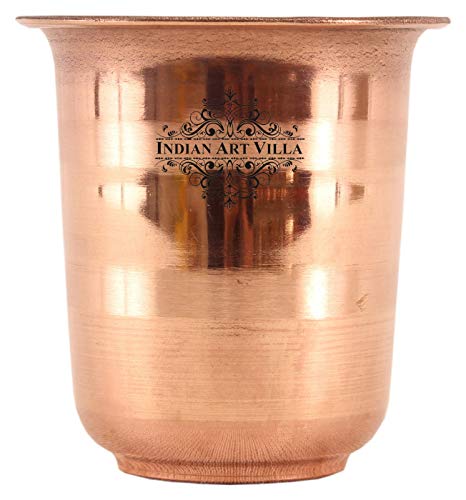 Image of INDIAN ART VILLA Copper Pooja Glass - Pure Copper Tumbler Cup for Drinking and Serving Water, Temple Puja Home Hotel Restaurant Use, Small Size, 100 ml Capacity (Pack of 1)