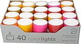 8h Brenndauer Wenzel-Kerzen Colorlights-Winter Edition Teelichte 8h Brenndauer, farbige PC Hüllen, bunt gemischt-Crazy Mix, 24 mm hoch, Durchmesser 38 mm
