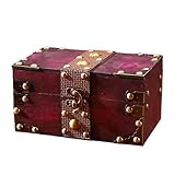 Itkcozcg Baúl de madera tradicional con interior espacioso para guardar tesoros, caja de almacenamiento