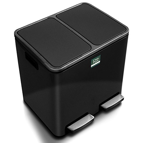 Floordirekt Mülleimer Felix - Abfalleimer mit Schließdämpfer - optimale Mülltrennung - herausnehmbare Behälter mit Henkel (2 x 30 Liter, Schwarz) – Bild 4