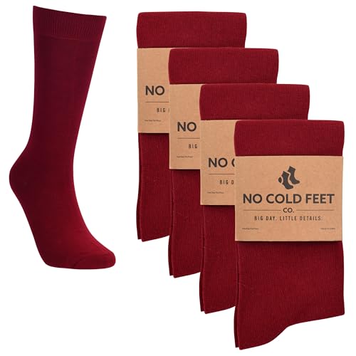 Fun Burgundy Colorful Novelty Socks for Men for Dress Casual Formal Groomsmen Wedding, 4 Pack