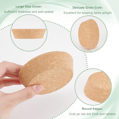AHANDMAKER 2Pcs Large Cork Lids for Jars Bottle Stoppers, Tapered Plugs - Image 3