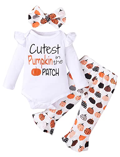 Image of Detigee Baby Girl First Halloween Outfit Halloween Clothes Cutest Pumpkin in The Patch Girl Outfit