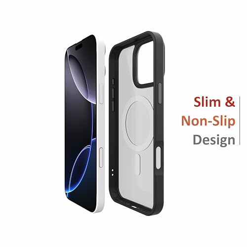 Image of for iPhone Case 16 Pro, [Anti-Yellowing Technology] [Military Grade Drop Protection] Shockproof Slim Hybrid Phone Case for iPhone 16 Pro - Carbon Black