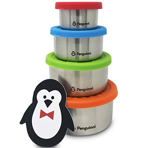 Penguinni Food Storage Containers | Stainless Steel Food Containers with Silicone Lids |