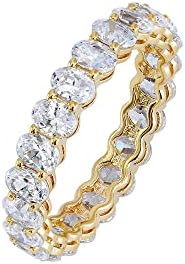 Amazon Essentials 14K Gold Plated Cubic Zirconia Stackable Statement Ring Size 8, Yellow Gold