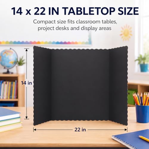 Image of Ctosree 18 Pcs 14 x 22 Inch Tri Fold Poster Board Bulk for Display,Black | Science Fair Project,Classroom Display Paperboard, Single Wall Build, Lightweight Presentation Board,3 Panels