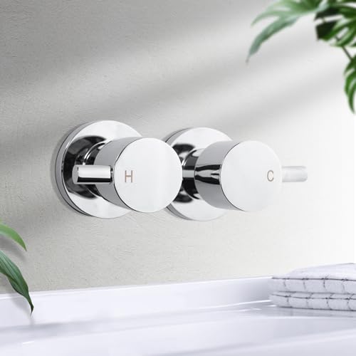 ACA International Watermark 1/4 Turn Shower Mixer Taps Wall Mounted Twin Hand Levers Hot Cold Shower Bath Tub Spa Basin Spout Solid Brass (Polished Chrome)