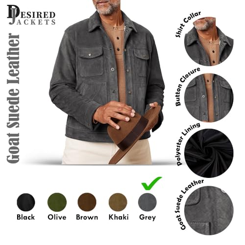 Men's Suede Leather Jacket - Western Style Cowboy Trucker Leather Jackets for Adult Outerwear4
