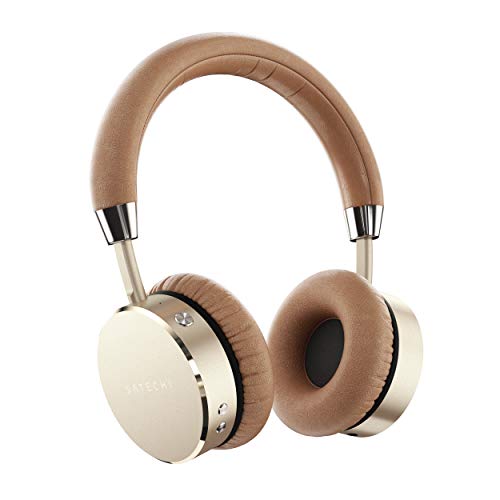 Satechi Aluminum Bluetooth Wireless Headphones with Enhanced Bass 3.5mm Audio-out Jack for iPhone X/8 Plus/8, Samsung Galaxy S8/S7 and more (Gold)