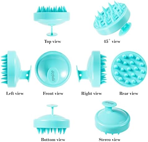 Scalp Massager, Shampoo Brush Hair Scrub Brush for Wet and Dry Hair, Soft Silicone Bristles Head Massager Clean Hair, Reduce Dandruff, Promote Hair Growth, Light Blue
