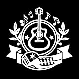 nostalgische Gitarrenmusik prangt auf dem Logo einer Westernbar und eines Cafés Vinyl-Wandaufkleber 54.6x56.8cm Rückstandslos entfernbar Weiß