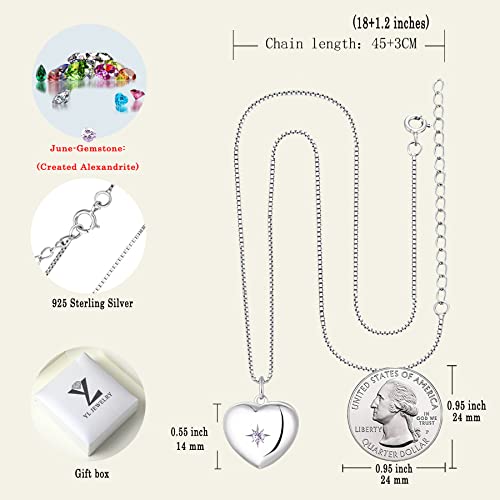 Yl Heart Locket Picture Necklace 925 Sterling Silver Personalized Photo Lockets Pendant Created Alexandrite Jewelry For Women #TOP5