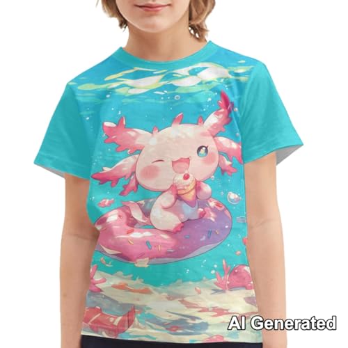 Image of Xhuibop Kids Tshirts Girls Boys 3-16 Years Summer Clothes for Teens Loose Fitting Tops