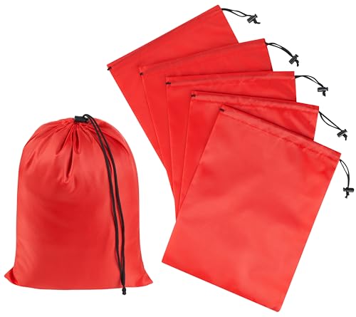 PALTERWEAR Drawstring Bag with Toggle - Nylon Cinch and Ditty Pouch Six-Pack (Red, 9 x 12 Inch, Set of 6)