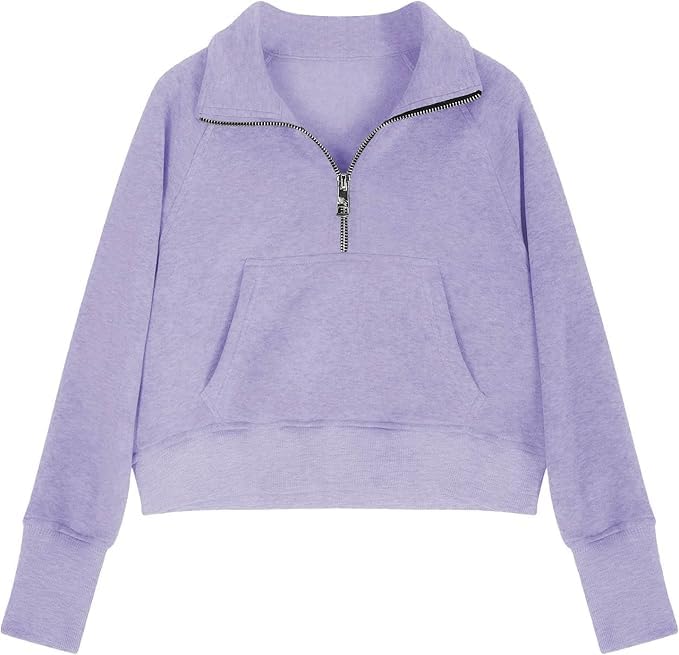 Girls Sweatshirt Fashion Oversized Long SLeeve Half Zip Sweatshirts Lightweight Crewneck Casual Cropped Pullover Tops3