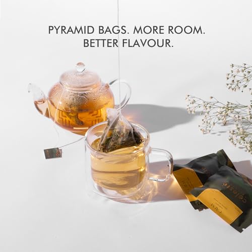 Image of Celeste Calm, Lavender Chamomile Tea - with Mint | 15 Pyramid Herbal Tea Bags | 100% Natural Ingredients