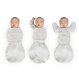 SwaddleDesigns 6-Way Omni Swaddle Sack Arms Up Swaddle for Newborn, More Options to Calm Startle Reflex, Improves Sleep, Easy Transition Baby Sleep Sack, Small, 0-3 Mo, 6-12 lbs, Heathered Stripes