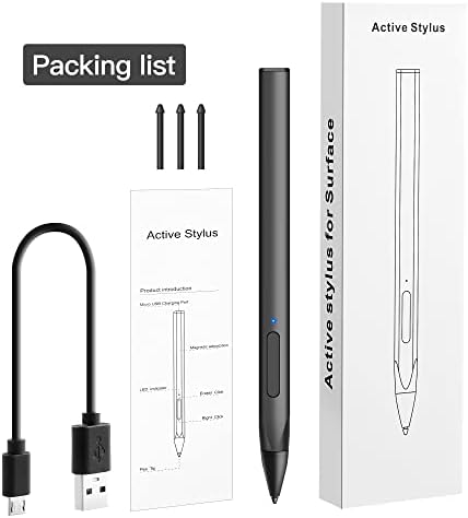 Stylus Pencil For Surface,Rechargeable Touch Screen Pen for Microsoft Surface Pro X/8//7/6/5/4/3, Surface Book/Laptop/Studio, Surface Go 3/2/1 (Black)