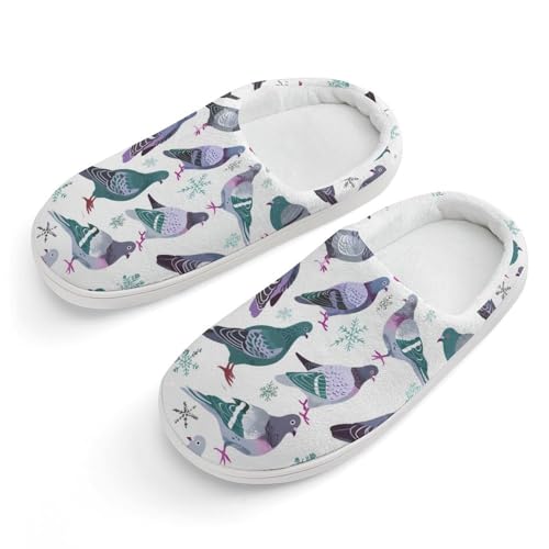 Grey Pigeons Cute Cotton Slippers Anti-slip House Shoe Slipper Indoor Outdoor
