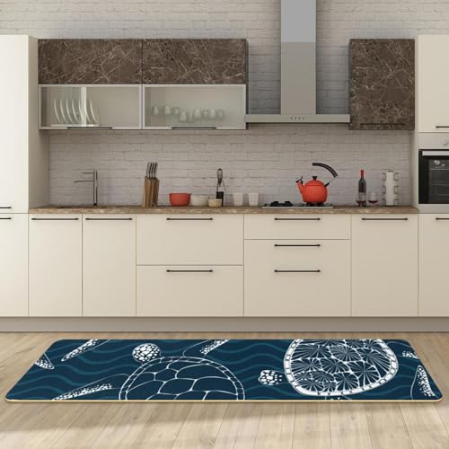 Alfombrillas de cocina con tortugas marinas que llenan de frescura azul tu cuarto de lavado 3