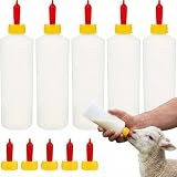 hemoton 5 set da 400 ml di biberon per agnello di pecora, capra, latte di capra, bottiglia per mangiatoia di latte per pecore e agnelli, extra 5 pezzi di latte di agnello