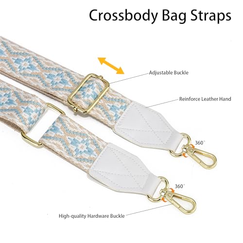Image of Purse Strap,1.5 inch Leather End Shoulder Strap Adjustable Replacement,Retro Multi-Pattern Crossbody Bag Straps