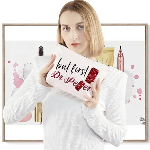 LEVLO Funny Drinks Lover Cosmetic Make Up Bag Drinks Fans Gift But First Drink Makeup Zipper Pouch Bag For Friend Family (First Pepper)4