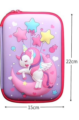 Image of Umadiya Premium Eva 3D Cover Large Capacity Pencil Case Compartments, School Pouch Stylish Pen Holder (Pink Unicorn)