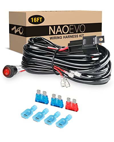 NAOEVO LED Light Bar Wiring Harness Kit for Off Road LED Work Light (16FT)