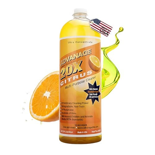 Advanage 20X Household Cleaner Concentrate Refill, 32 oz | Citrus All Purpose Cleaner | Multi Surface Dilute for Floors, Carpets, Glass, Counters, Appliances, and General Home Cleaning, USA Made