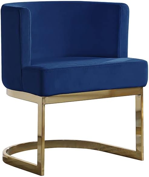 Velvet Accent Chair for Living Room, Modern Barrel Chair with Chrome Gold or Silver Base, Upholstered Single Chair, Available in Dark Gray, Navy Blue, Black, or Cream – Contemporary Lounge Chair