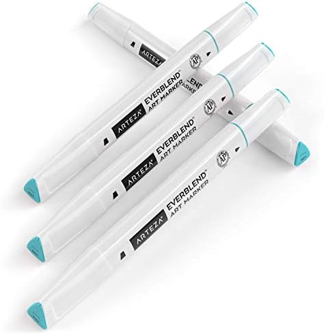ARTEZA Everblend Art Markers, Set of 60 Colors, Sketch Markers with Dual Tips (Fine and Broad Chisel) for Painting, Coloring, Sketching and Drawing Include Organizer Case with 72 Slots