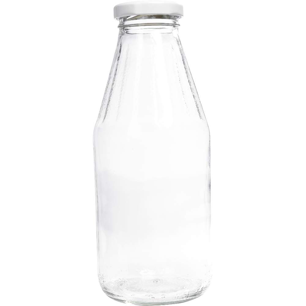 mikken 12 bottiglie di vetro da 500 ml, con tappo a vite, colore bianco, imbuto incluso