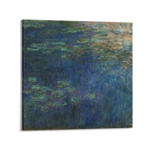 Toile murale Claude Monet 50x50 cm avec reflet des nuages pour décoration de salon et chambre