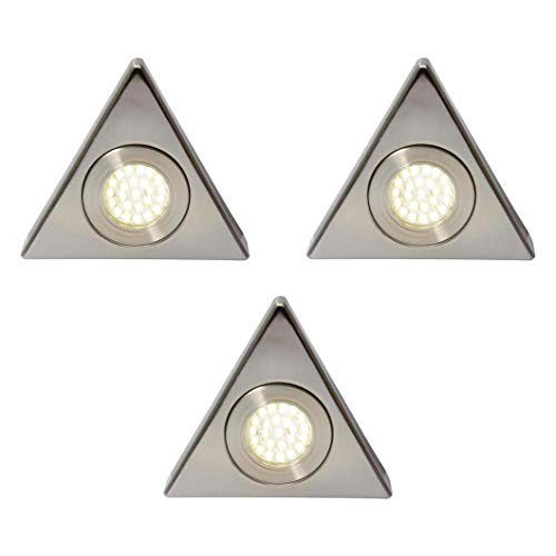 LITECRAFT Scott Triangular Under Kitchen Cabinet Light Integrated LED in Satin Nickel - (Pack of 3, Cool White) — image 1