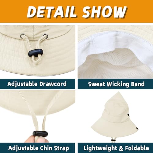 Sun Hats for Men Women Fishing Hat UPF 50+ Quick Dry Foldable Bucket Hat Adjustable Safari Hat for Beach Hiking - Image 5