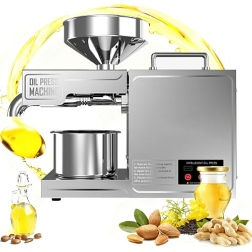 ZyKnaurral Prensa eléctrica de Aceite en Caliente/frío, máquina de prensado de Aceite, Extractor de Aceite de Cocina automático, Prensa de Aceite de Alta presión para Frutos Secos y Semillas