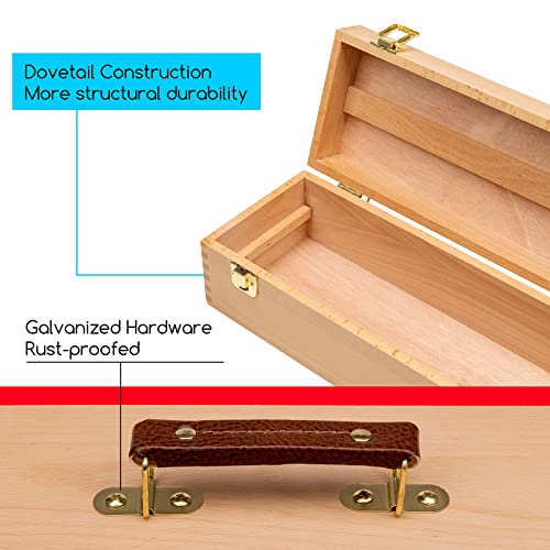 MEEDEN Medium Art Supply Storage Box - Multi-Function Solid Beech Wooden Chest/Art Tool Box with Lift Out Trays for Paint Brush, Pencil, Pastel, and More Art Supplies 14-1/5"W × 5-1/8"D × 4-1/3"H by MEEDEN - Image 4