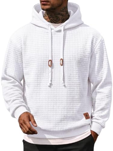 COOFANDY Mens Hooded Sweatshirt Casual Long Sleeve Drawstring Waffle Knit Pullover Hoodies