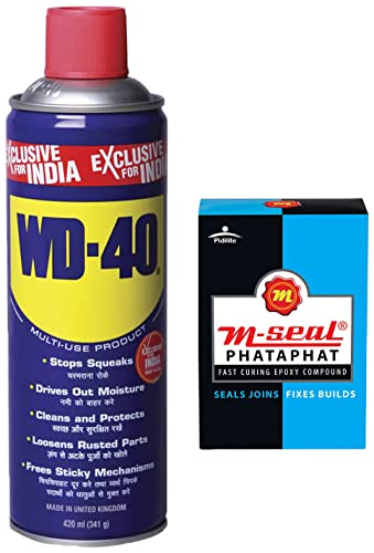 Pidilite WD-40, Multipurpose Spray, Rust Remover, Hinge Lubricant,and Cleaning Agent, 420ml (341g) & M-Seal Phataphat Fast Curing Epoxy Compound Putty Sealant Adhesive for Leakage (B09SQF65ZM) Amazon Price History, Amazon Price Tracker