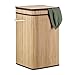 Relaxdays, Naturalny kosz na pranie z bambusa, składany i przenośny, XL 70 l z pokrywką, prostokątny kosz na pranie, wys. x szer. x gł.: 63 x 36 x 36 cm, materiał, standardowy