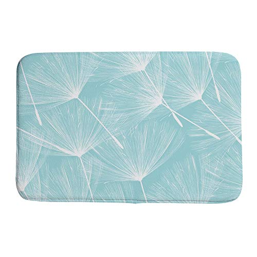 Felpudo de terciopelo coral azul con diseño original de diente de león 2
