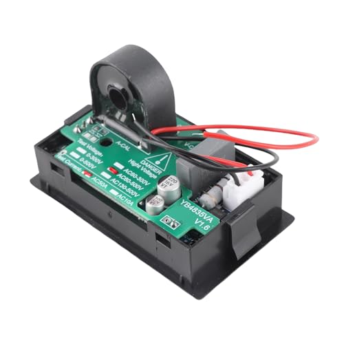 Image of Digital Voltmeter with LED Red and Green Display - 2-in-1 AC Voltage and Amp Meter for 60-500V AC, 0-50A Panel Meter for Voltage and Current Testing