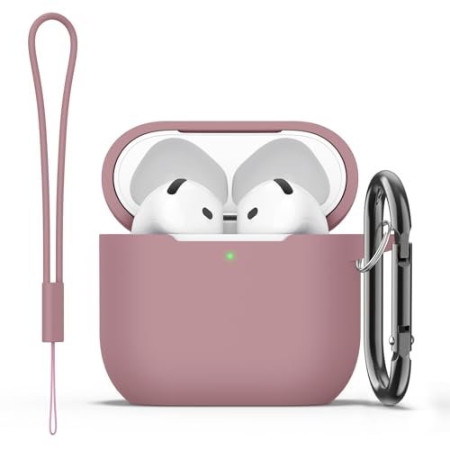 Image of Tobfit Case for AirPods 4 Case Cover 2024 with Lanyard & Keychain, Soft Silicone Protective Case for Apple AirPods 4th Generation, Full Protection, Support Wireless Charging, Bean Paste