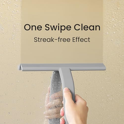 image for dancemoon JustHang Shower Squeegee for Glass Doors, All-One-Piece Sili