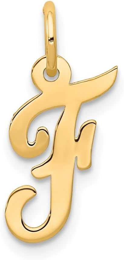 Diamond2Deal 14k Yellow Gold Script Letter Charm Pendant (Initial E to R)