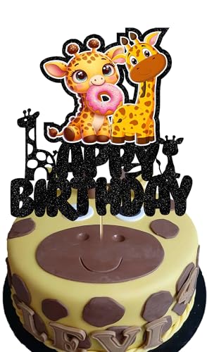 Giraffe Birthday Cake Top Jungle Animal Baby Bath Supplies Cute Cartoon Colorful Decorations for Boys and Girls Party Supplies Birthday Cake Topper Theme Animal Party Decorations Topper