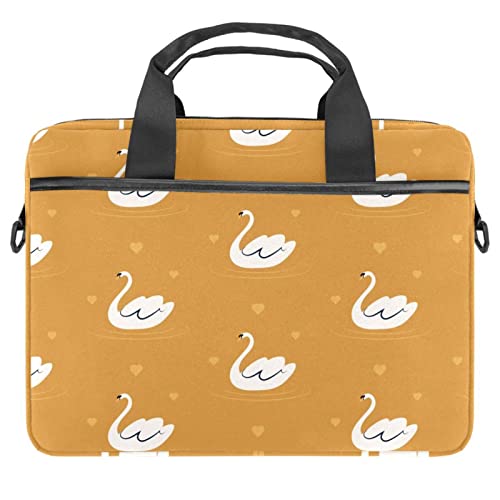 Sac ordinateur 13 à 14.5 pouces avec motif cygne blanc et bandoulière réglable jaune