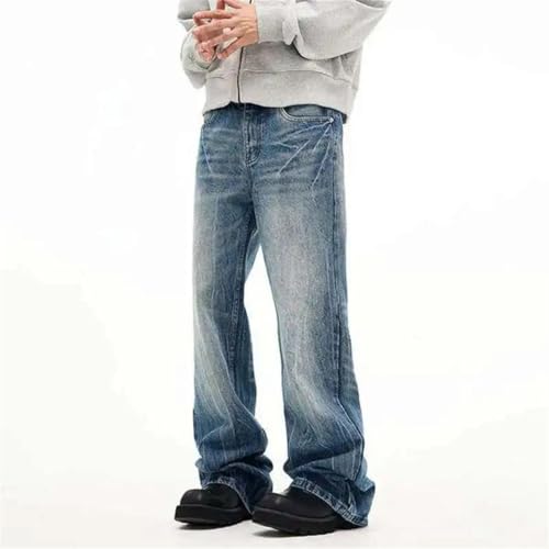 Men's Spring Denim Pants Solid Color Wide Leg Simple Menswear Loose Straight Botton Jeans2
